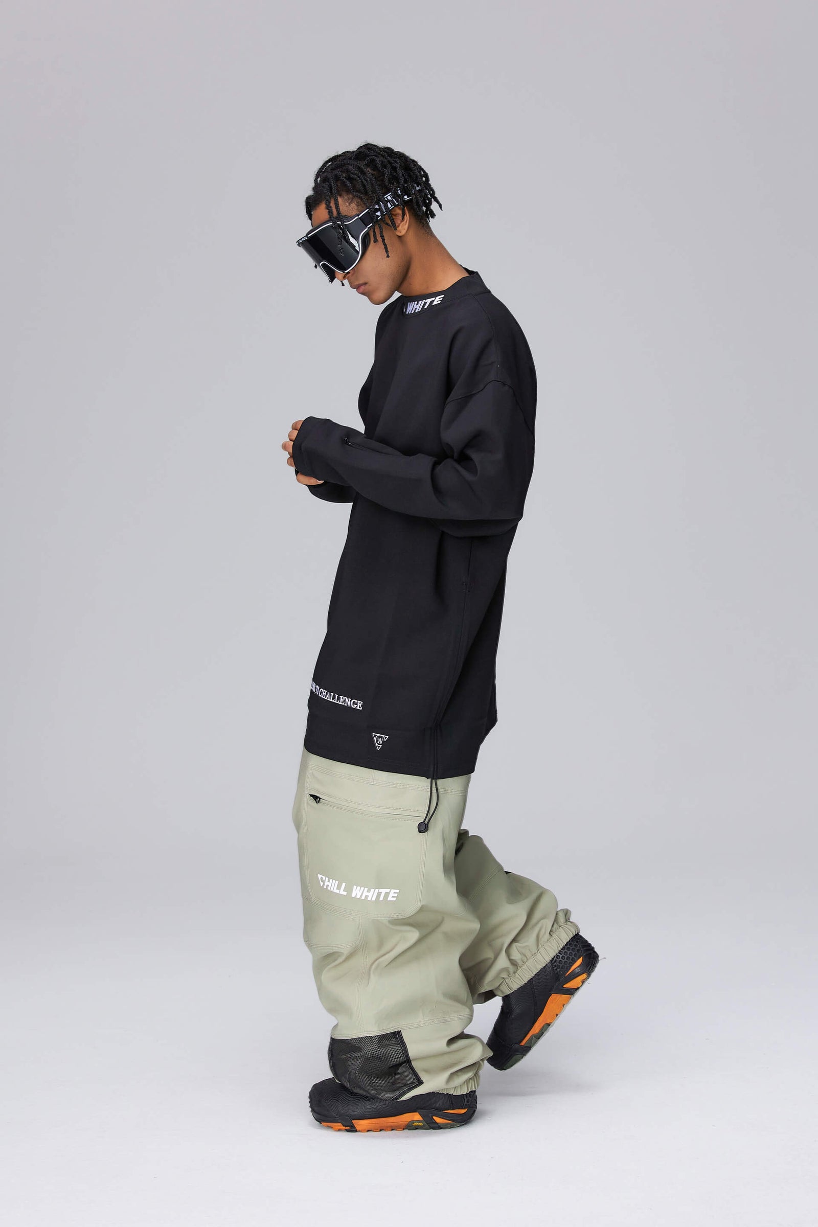 Unisex Baggy Snow Pants (Black Berry/ Light Avocado Green)