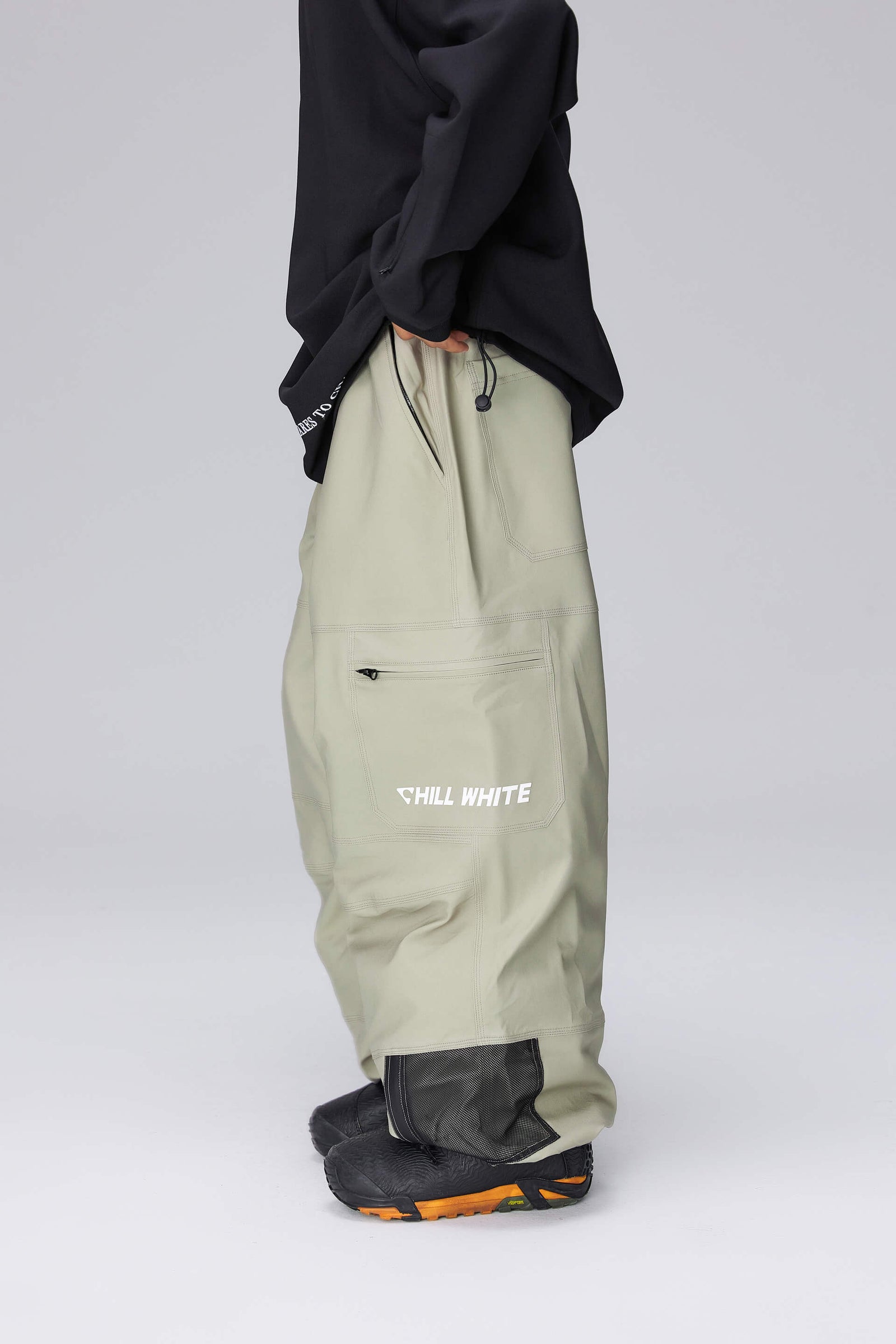 Unisex Baggy Snow Pants (Black Berry/ Light Avocado Green)