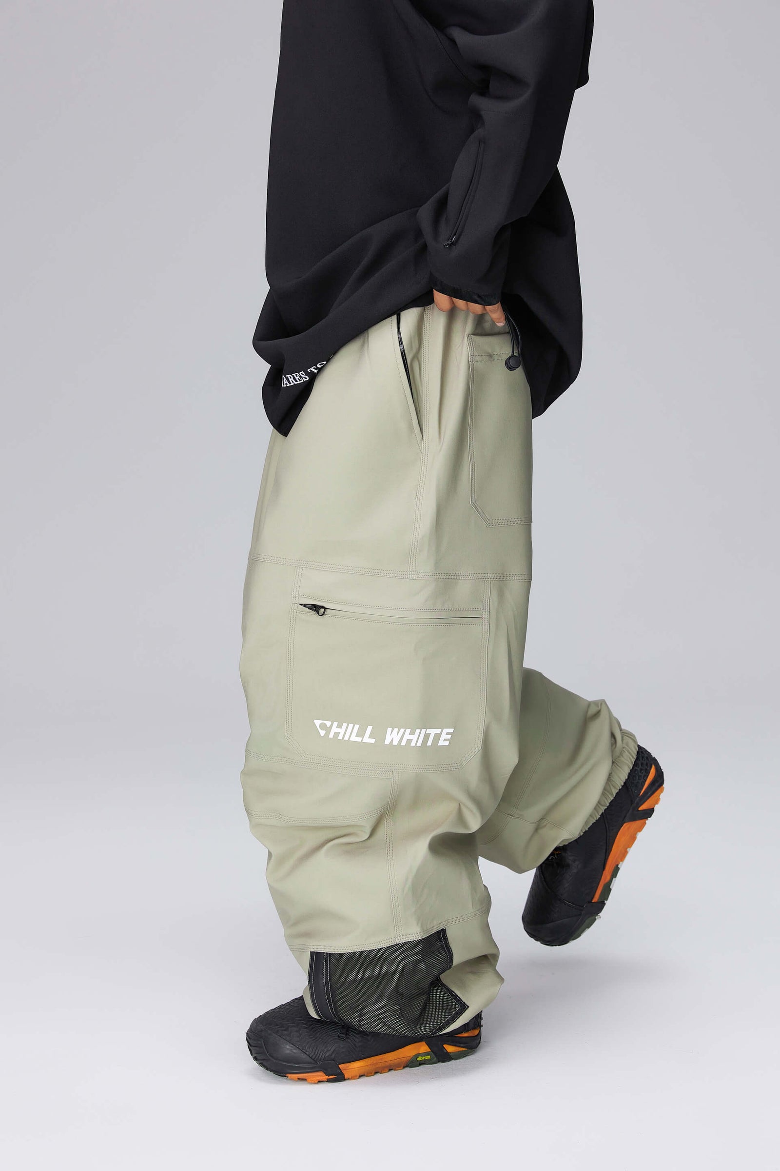 Unisex Baggy Snow Pants (Black Berry/ Light Avocado Green)