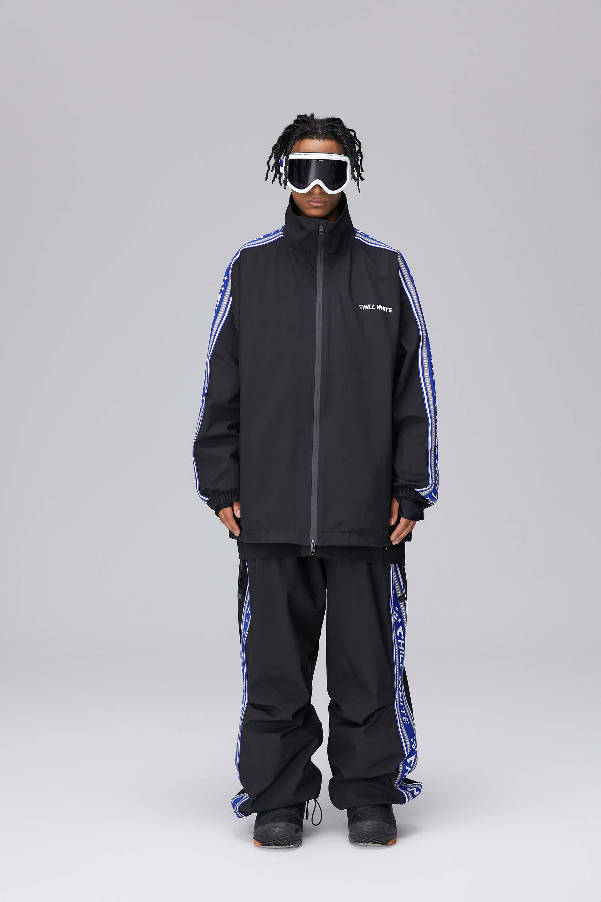 Unisex Black Snow Jacket & Pants (With Stripe)