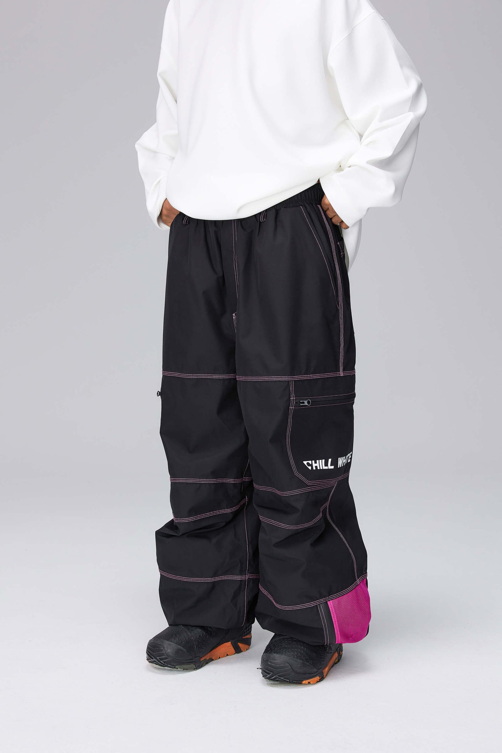 Unisex Baggy Snow Pants (Black Berry/ Light Avocado Green)
