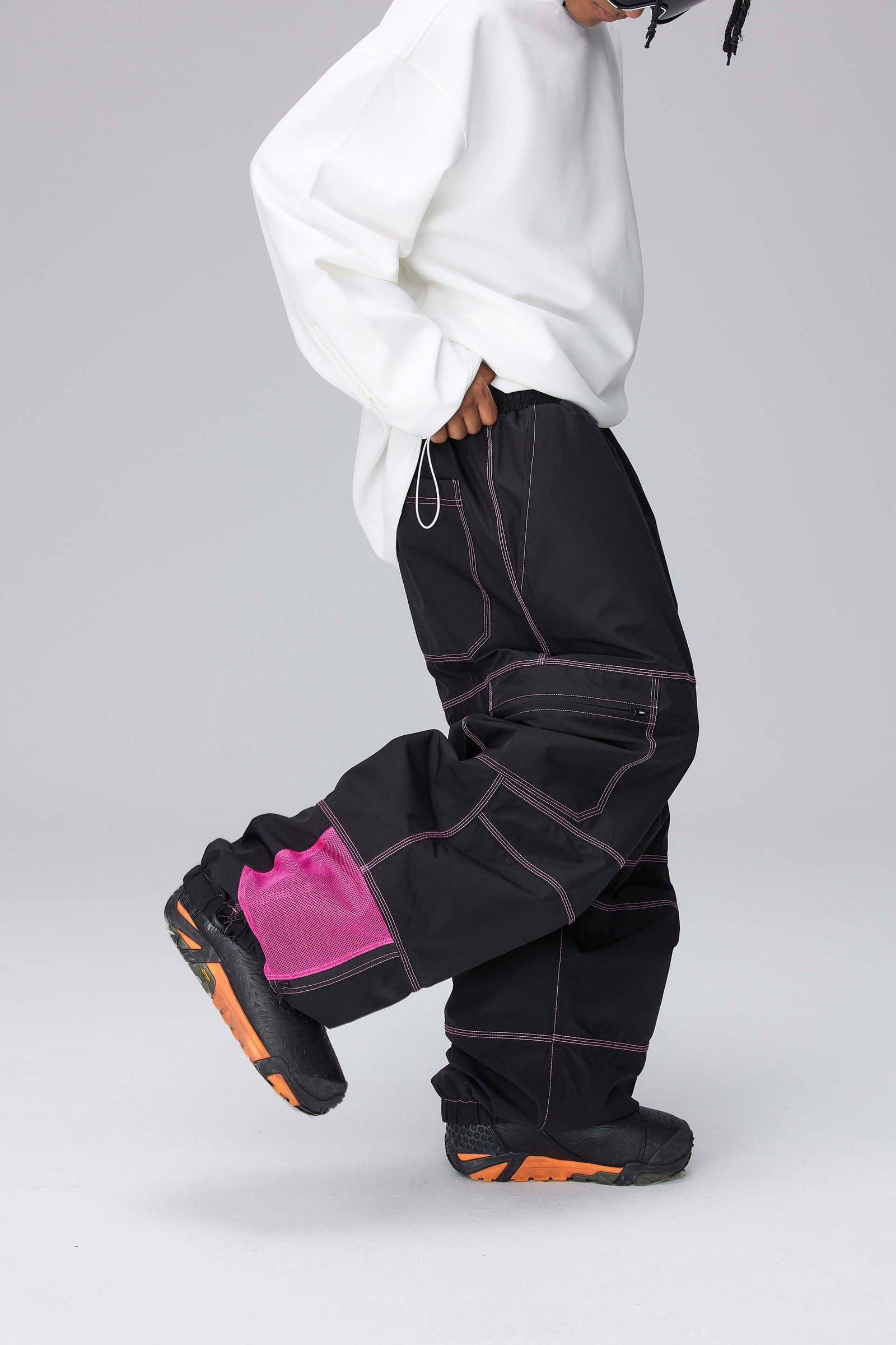 Unisex Baggy Snow Pants (Black Berry/ Light Avocado Green)