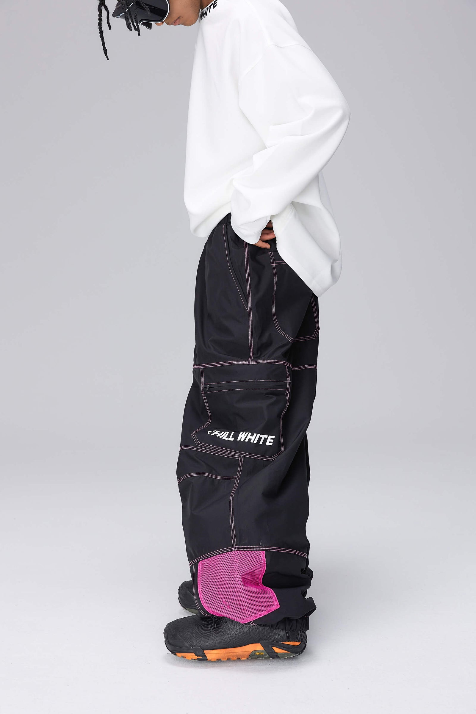 Unisex Baggy Snow Pants (Black Berry/ Light Avocado Green)