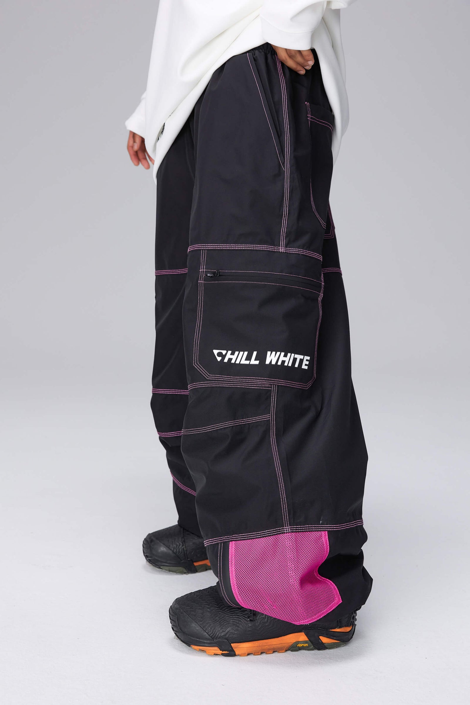 Unisex Baggy Snow Pants (Black Berry/ Light Avocado Green)