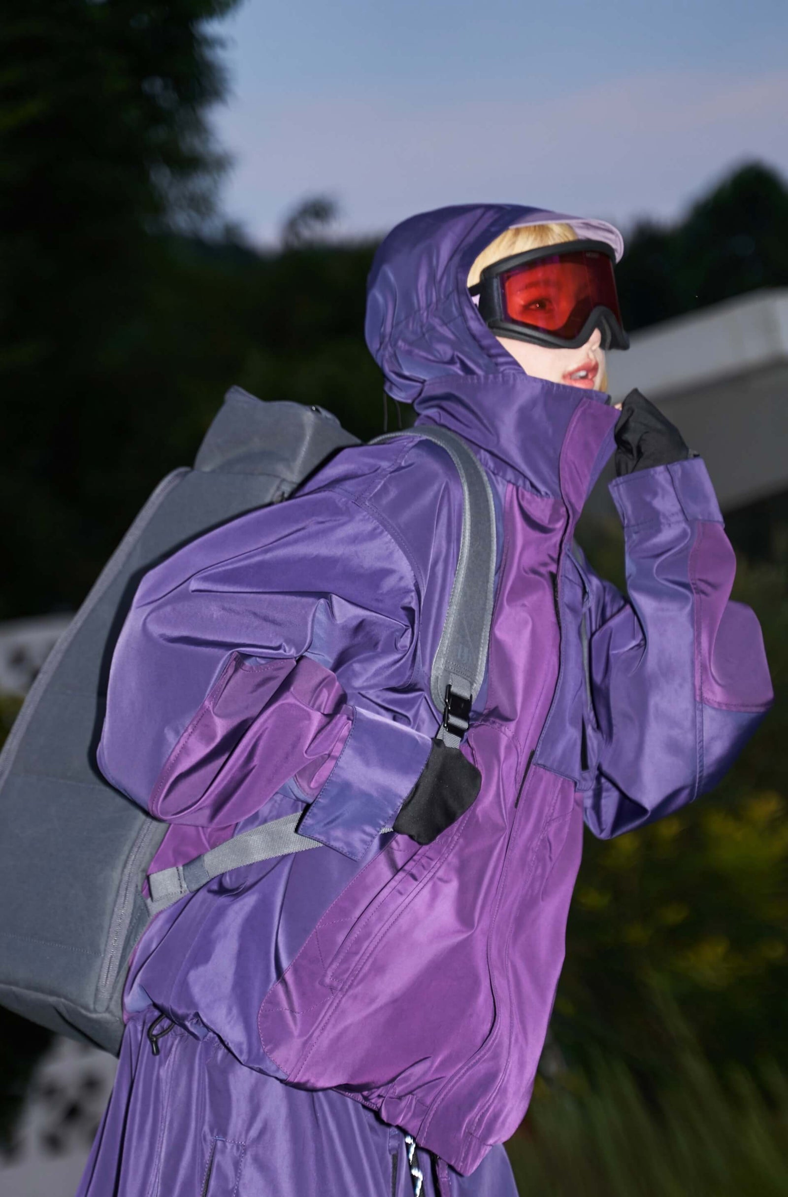 Unisex Reflective Purple Snow Jacket & Pants Set