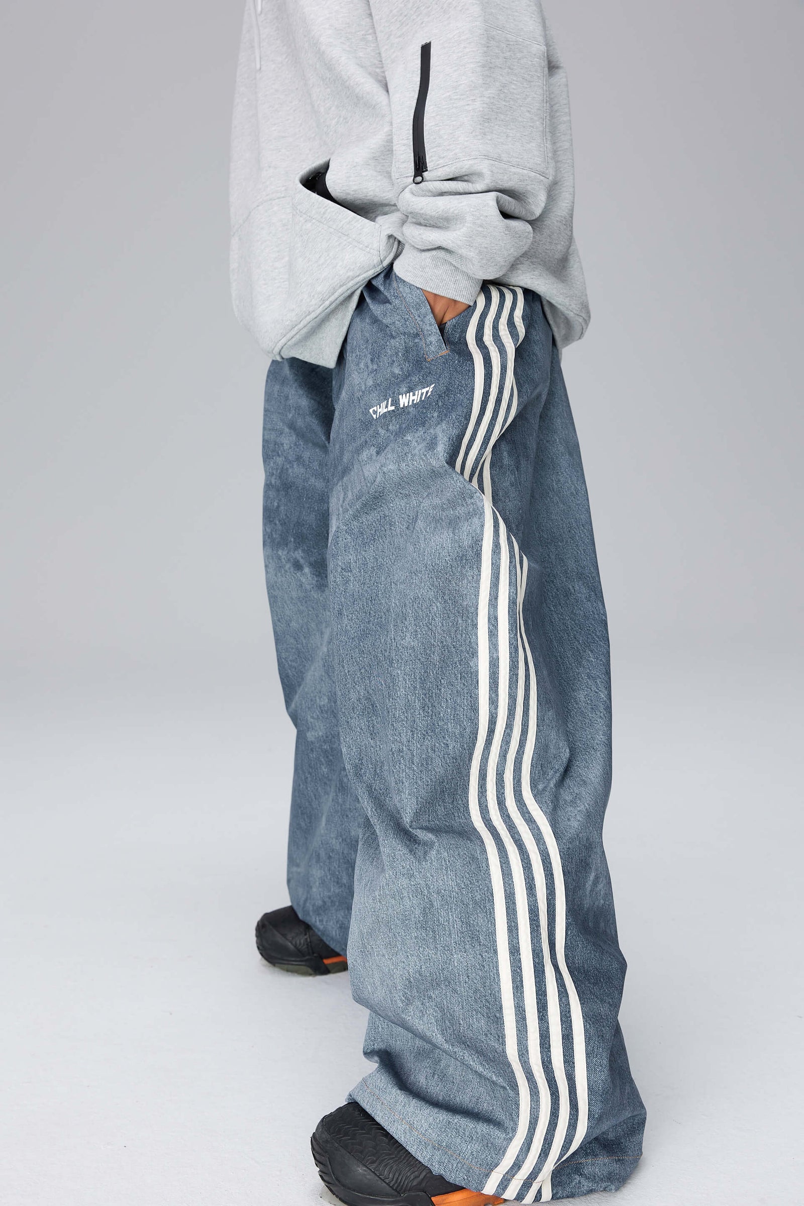 Unisex Denim style Baggy Grey Snow Pants