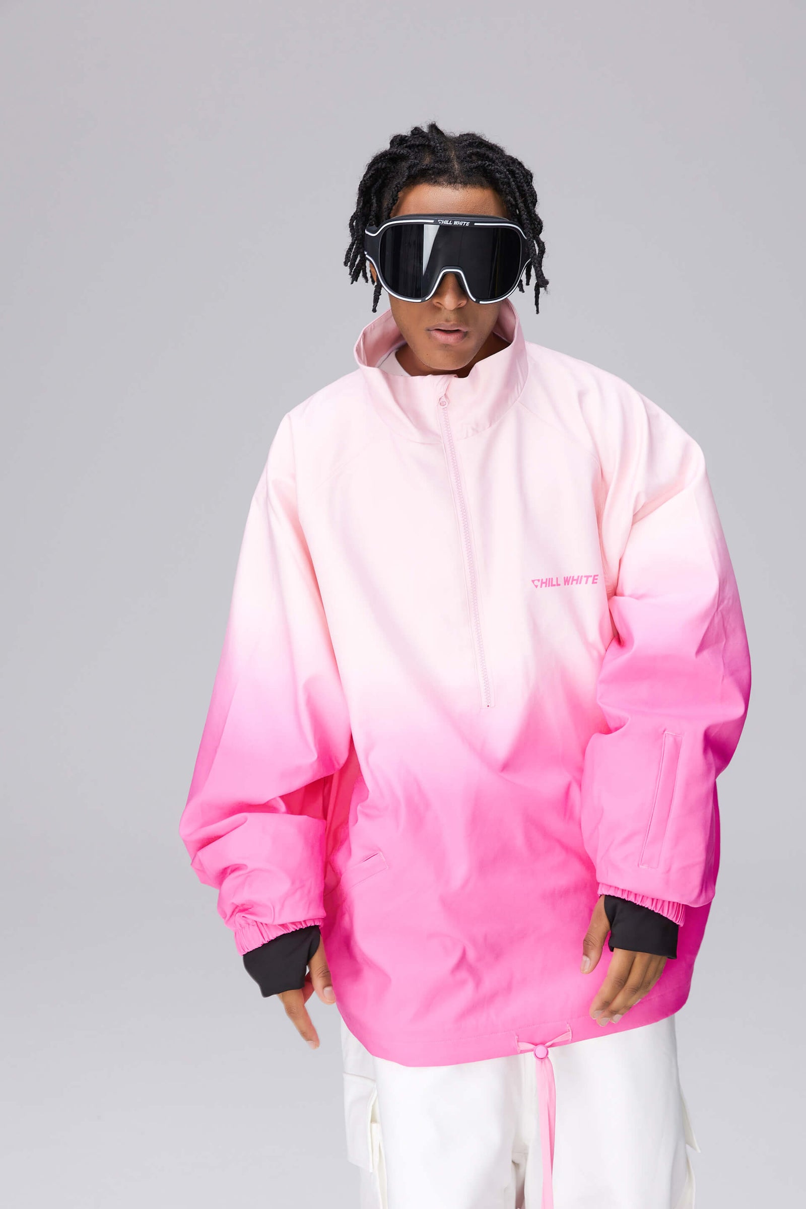 Unisex White/Pink Gradient Snow Jacket & Pants