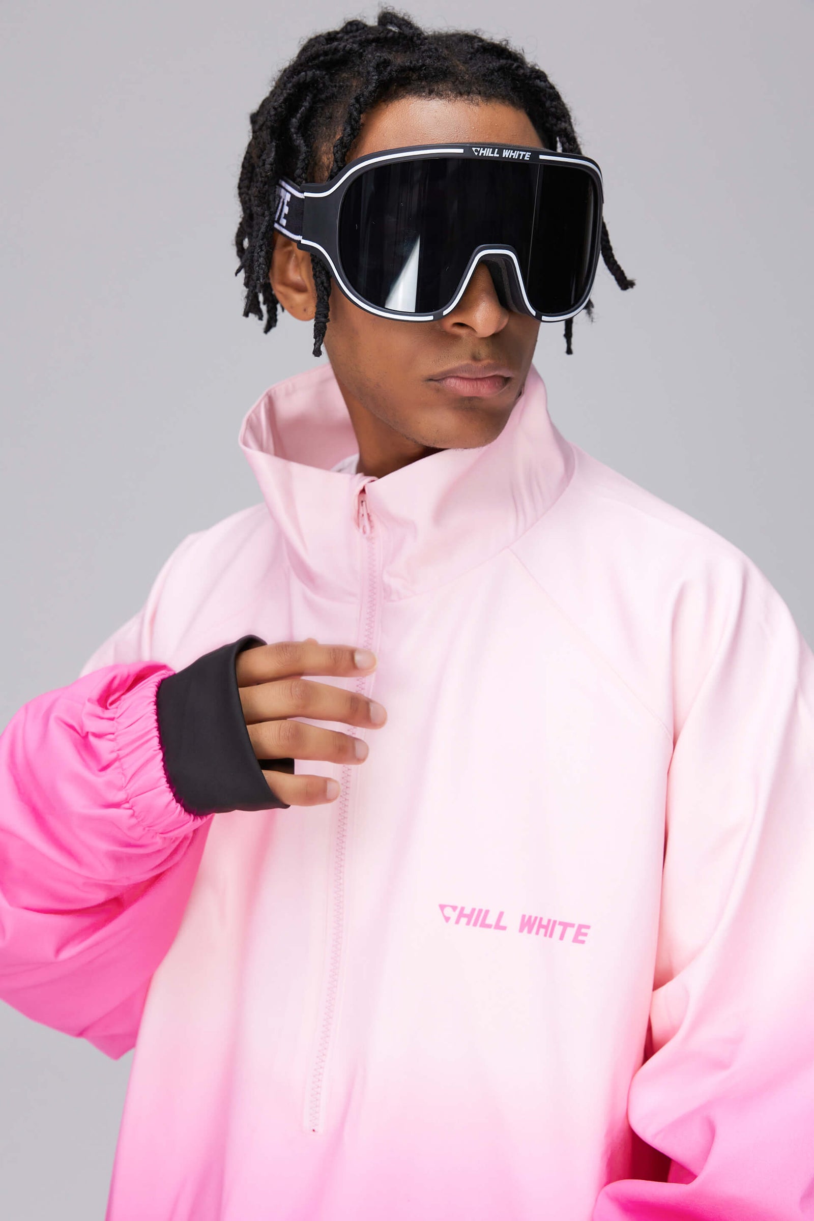 Unisex White/Pink Gradient Snow Jacket & Pants
