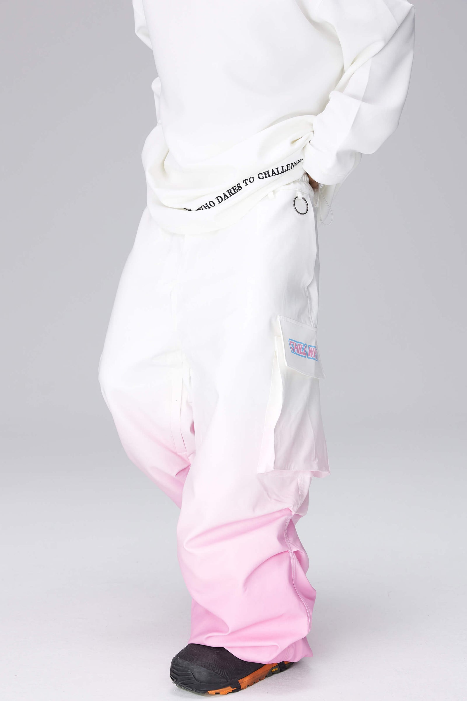 Unisex White/Pink Gradient Snow Jacket & Pants