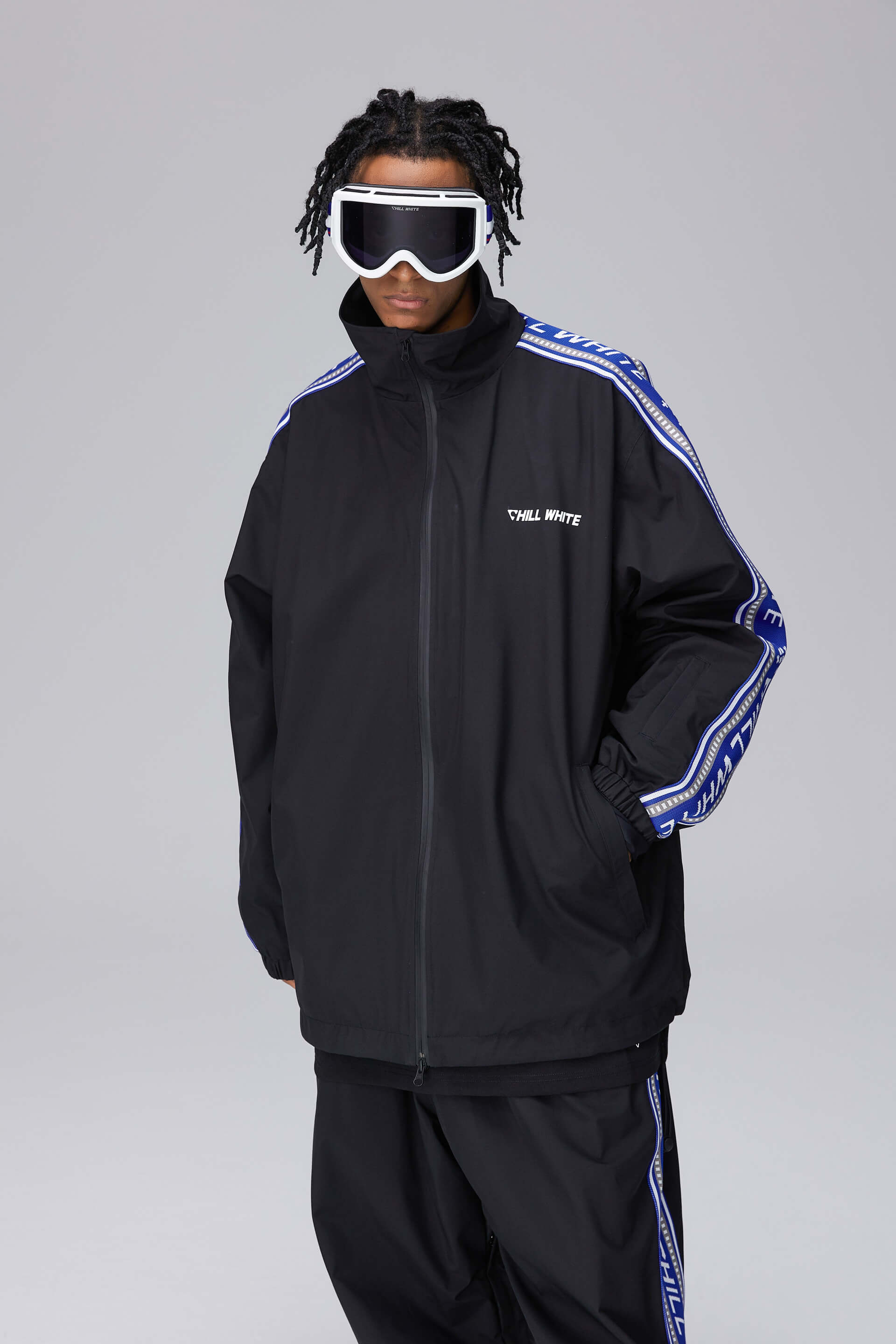 Unisex Black Snow Jacket & Pants (With Stripe)