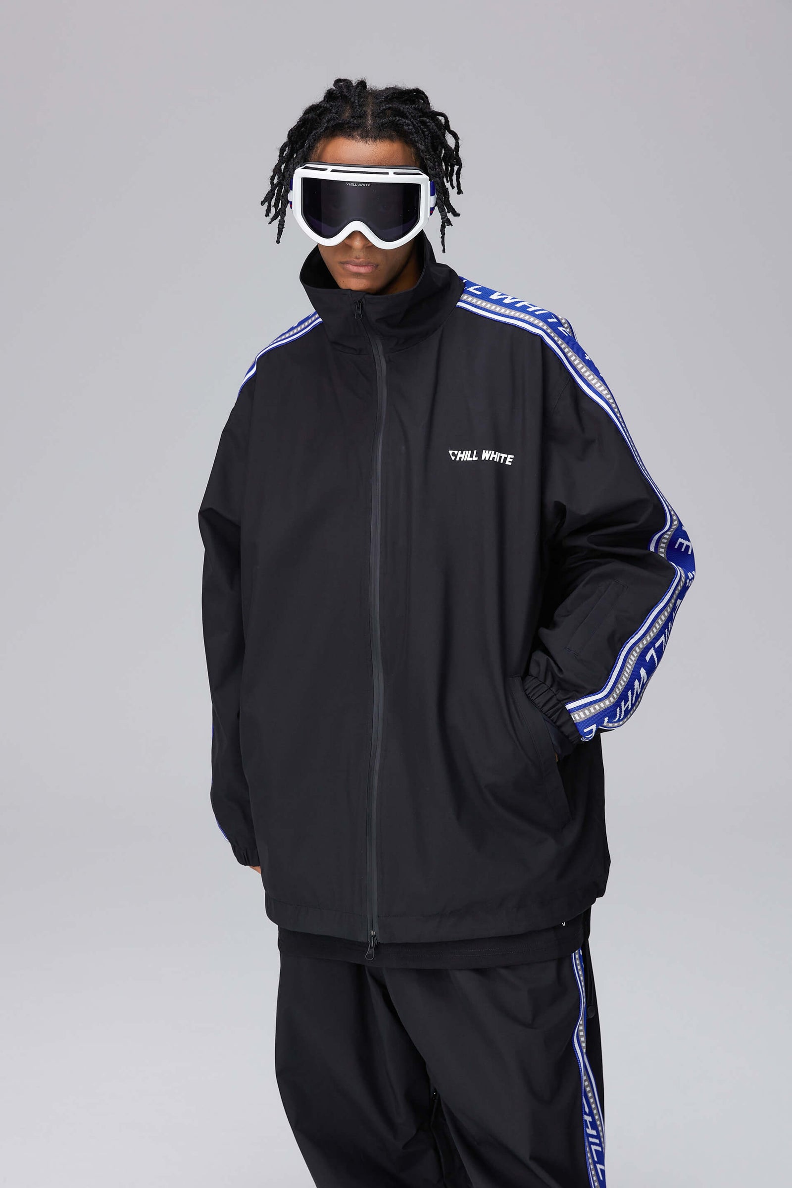Unisex Black Snow Jacket & Pants (With Stripe)