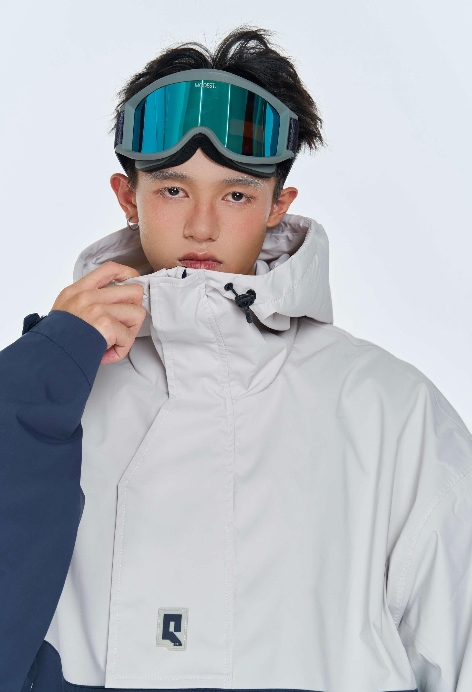 Blue, Gray, and White Waterproof Pullover Top