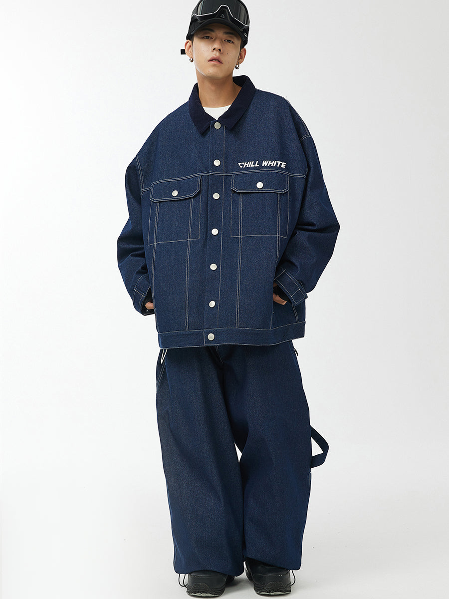 Unisex Midnight Navy Denim Style Snow Jacket & Pants