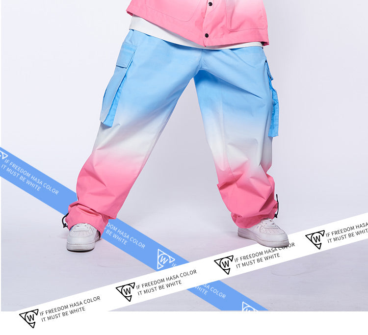 Unisex Gradient Blue/Pink Snow Jacket & Pants