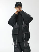 Unisex Black Panel Snow Jacket & Pants