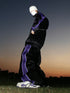 Unisex Black Snow Jacket & Pants Set (With Purple Stripe)