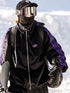 Unisex Black Snow Jacket & Pants Set (With Purple Stripe)
