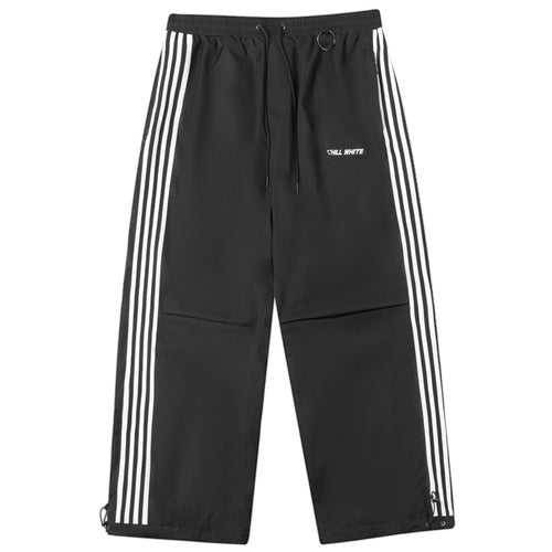 Unisex Black Snow Jacket & Pants( With White Stripe)