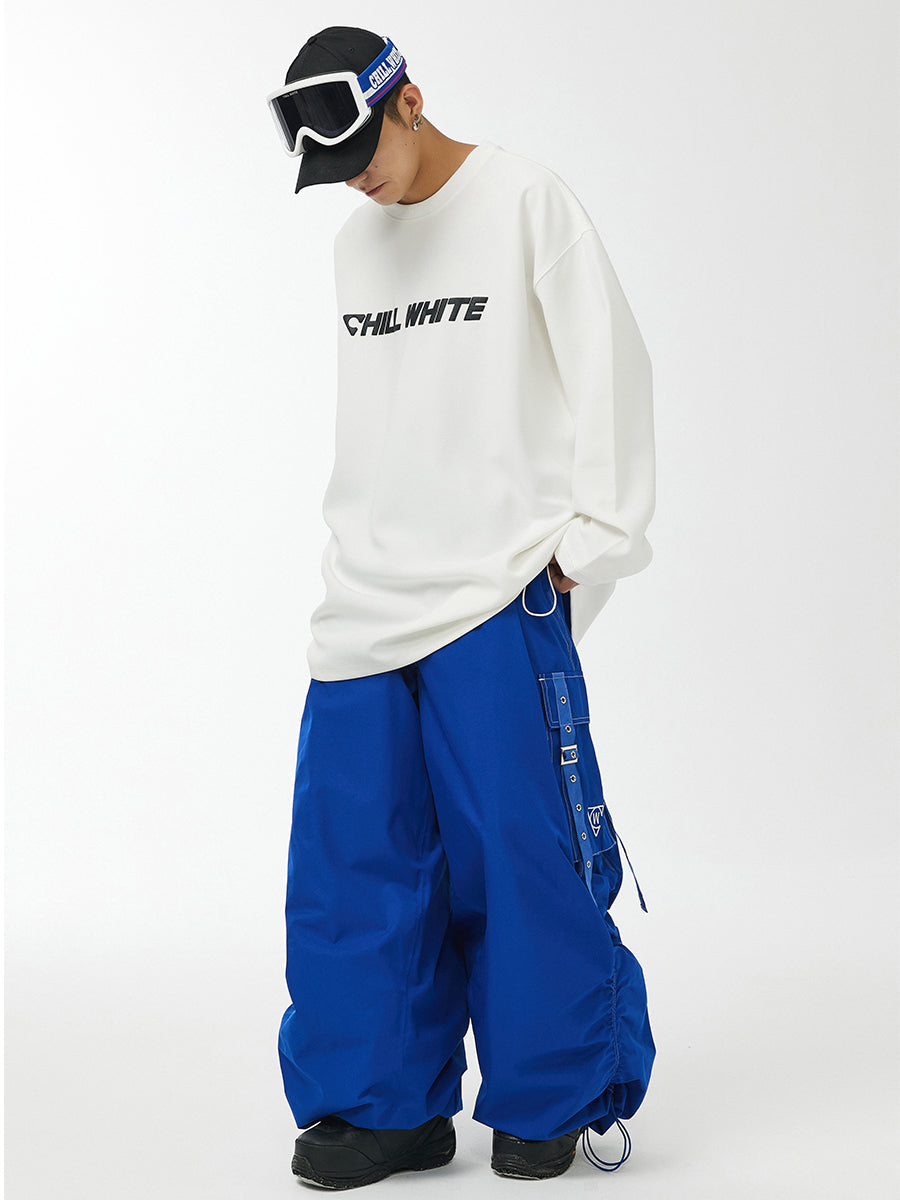 Unisex Baggy Snow Pants With Ribbon