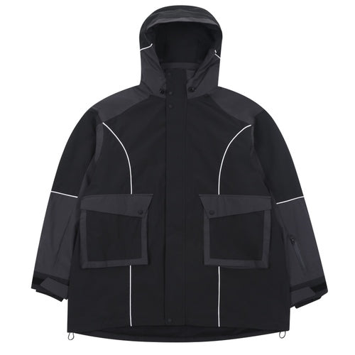Unisex Black Panel Snow Jacket & Pants