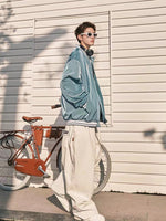 Unisex Baseball Style Snow Jacket & White Baggy Snow Pants