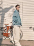 Unisex Baseball Style Snow Jacket & White Baggy Snow Pants