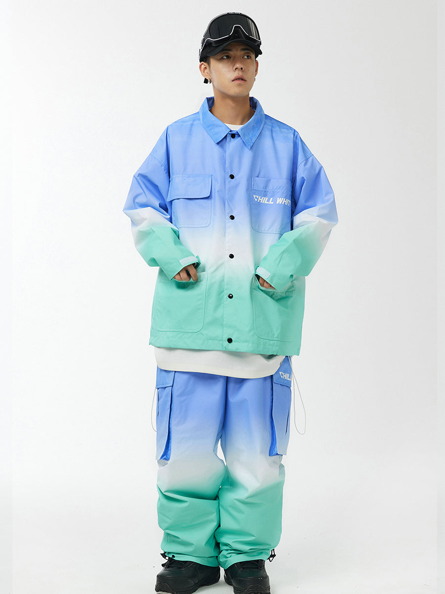 Unisex Gradient Blue/Green Snow Jacket & Pants
