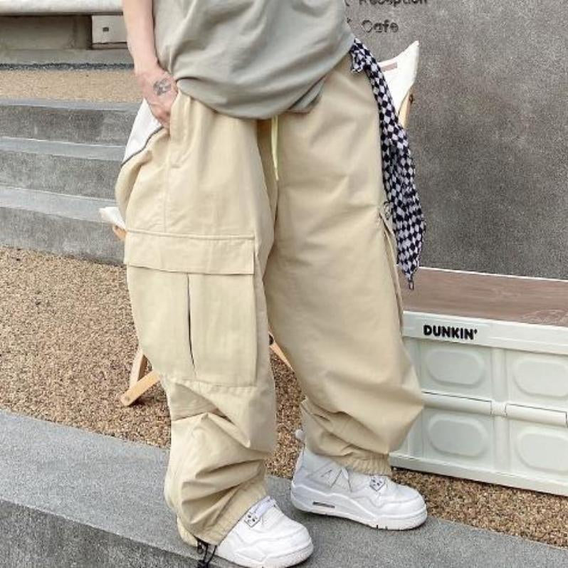 Unisex Baggy Snow Pants (Khaki/Pink)