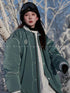 Unisex Baseball Style Snow Jacket & White Baggy Snow Pants