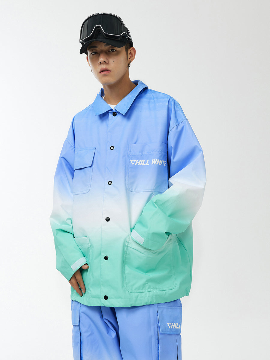 Unisex Gradient Blue/Green Snow Jacket & Pants