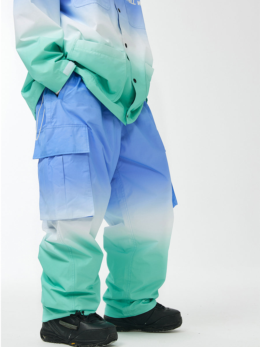 Unisex Gradient Blue/Green Snow Jacket & Pants