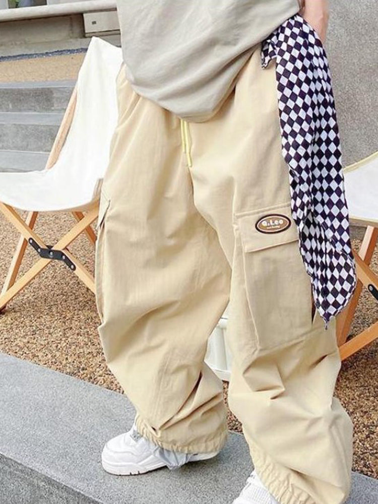 Unisex Baggy Snow Pants (Khaki/Pink)