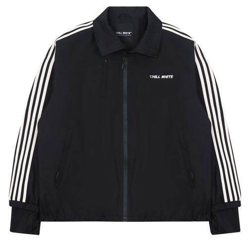 Unisex Black Snow Jacket & Pants( With White Stripe)