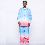 Unisex Gradient Blue/Pink Snow Jacket & Pants